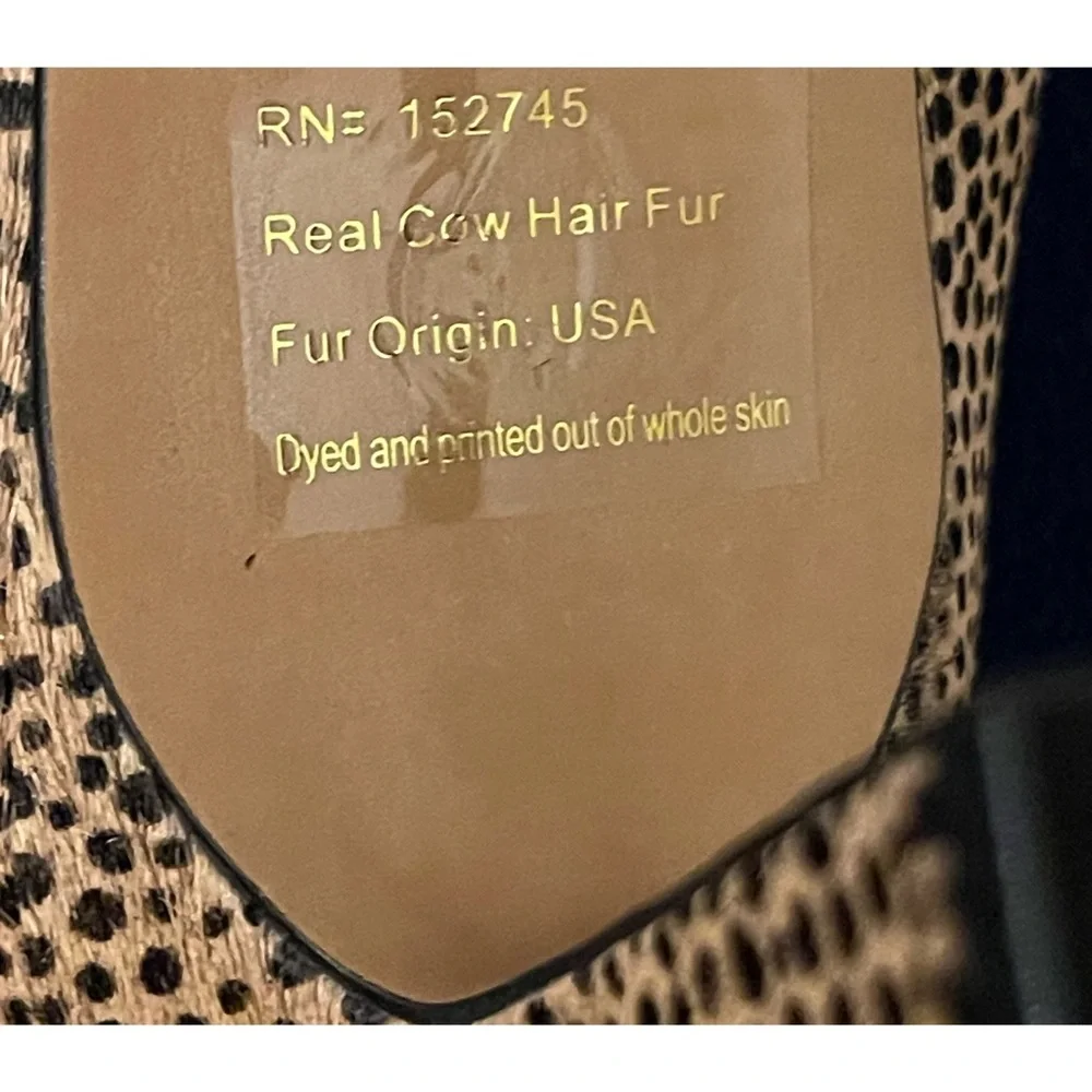 Vince Camuto Natural and Black Spotted Heels With Real Cow’s Fur SZ 10 - Picture 11 of 15